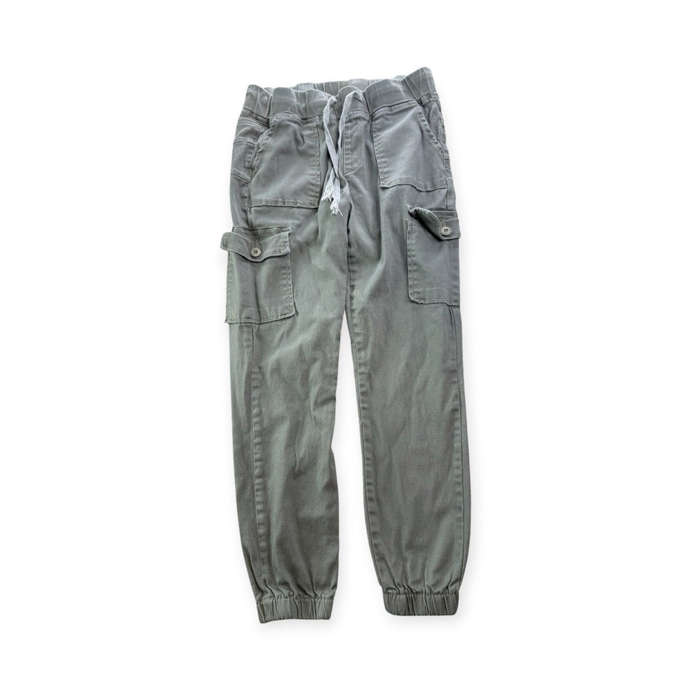 S.O.N.G. Women's Gray Cargo Pants Twill Stretch Tapered Leg Drawstring Pockets